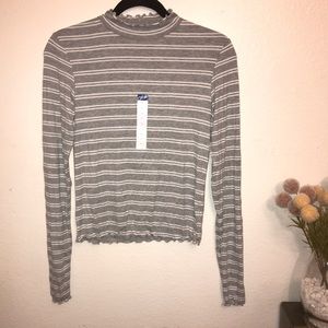 Arizona Jean Co Grey White Stripe Long Sleeve Tee